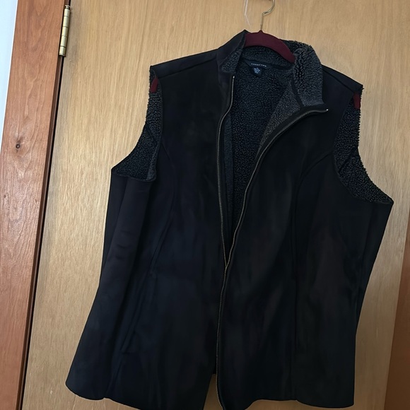 LANDS END Black Micro Suede Vest Size 2X - Picture 2 of 6